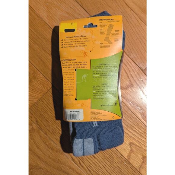 SmartWool On Snow Snowboarding Socks MEDIUM Steel Blue Gray - Picture 2 of 2